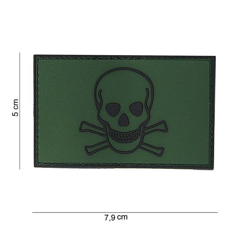 Embleem 3D PVC Skull and Bones groen