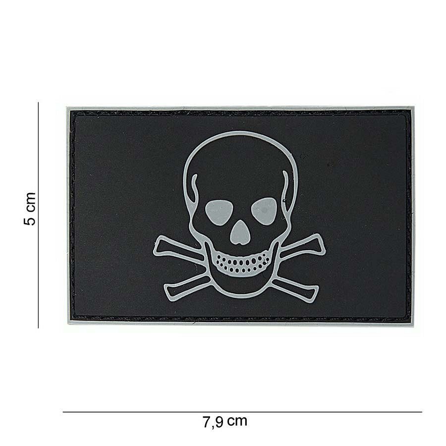 Embleem 3D PVC Skull and Bones zwart
