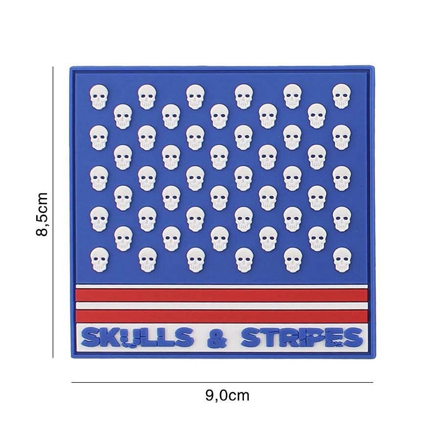 Embleem 3D PVC Skulls & Stripes vierkant 