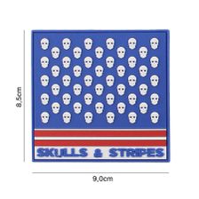 Embleem 3D PVC Skulls & Stripes vierkant