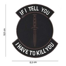 Embleem 3D PVC "If I Tell You" zwart/bruin