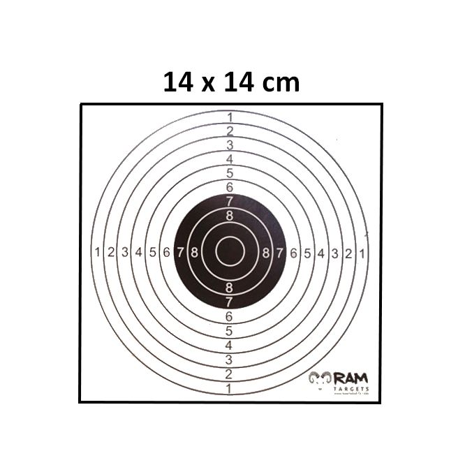 Schietkaart 14 x 14, 1 roos, 10 ringen, RAM, 100 stuks