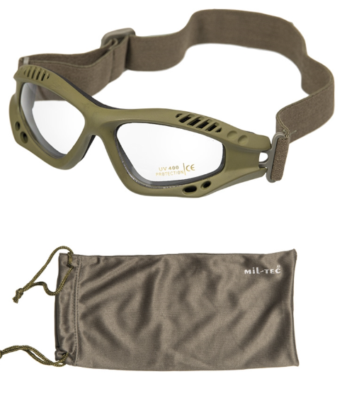 Airsoft bril Mil-Tec met hoofdband groen