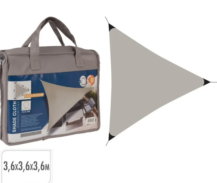 Schaduwdoek 3 hoek taupe 3.6 x 3.6 x 3.6