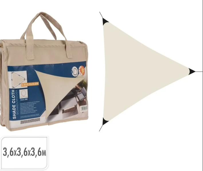 Schaduwdoek 3 hoek créme 3.6 x 3.6 x 3.6