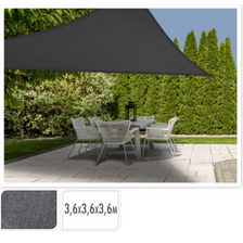 Schaduwdoek 3 hoek grijs 3.6x3.6x3.6