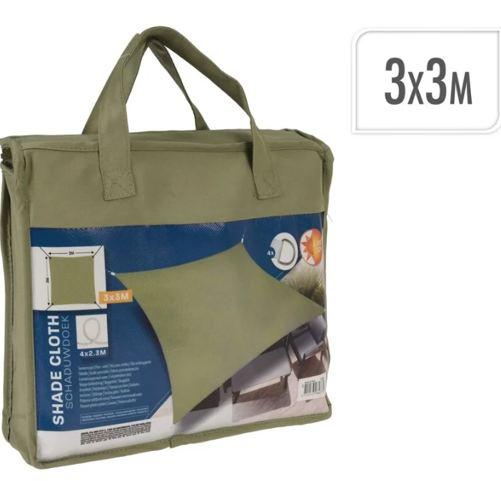 Schaduwdoek vierkant groen 3 x 3 meter