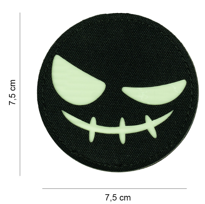 Laser Cut Embleem stof Face Evil Smiley glow in the dark