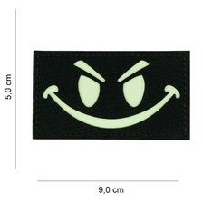 Laser Cut Embleem stof Evil Smiley glow in the dark