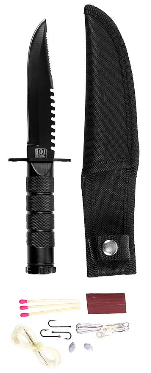 Mini survival mes zwart