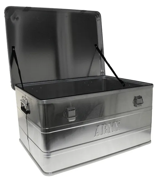 Alu kist klein 59x25x39, 56 liter 2e keus.