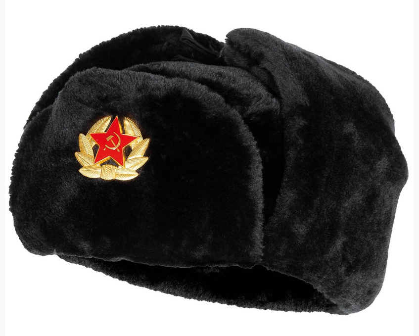 Bontmuts USSR met embleem zwart