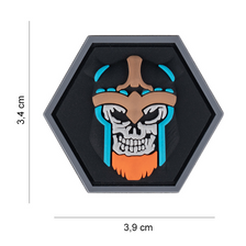 Embleem 3D PVC Hexagon Skull Viking