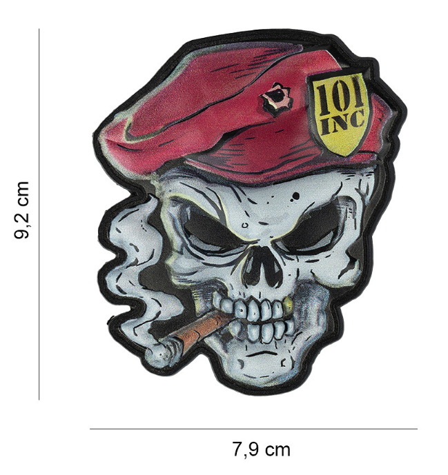 Embleem 3D UV Skull Red Beret