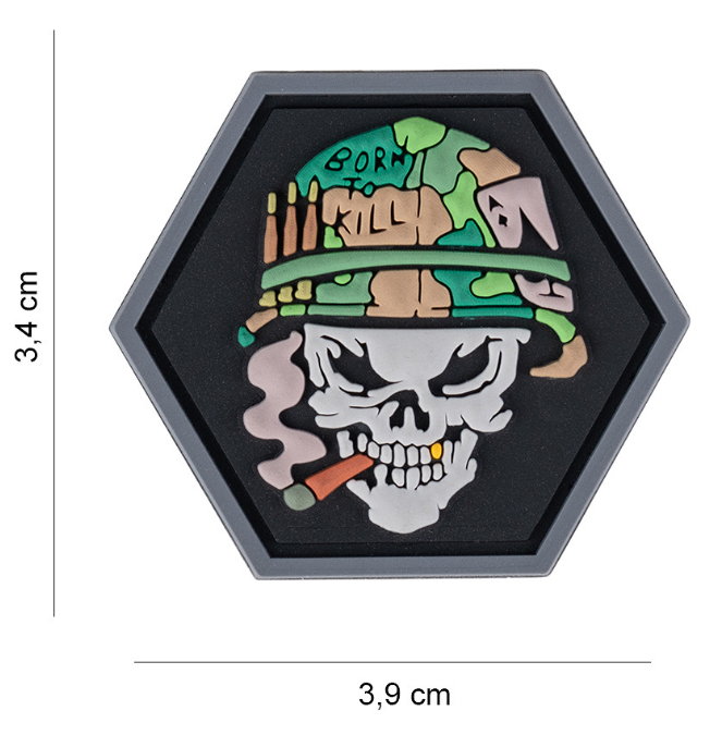 Embleem 3D PVC Hexagon Skull Vietnam Ace