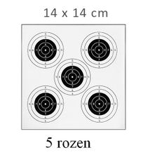 Schietkaart 14 x 14, 5 rozen, RAM, 100 stuks