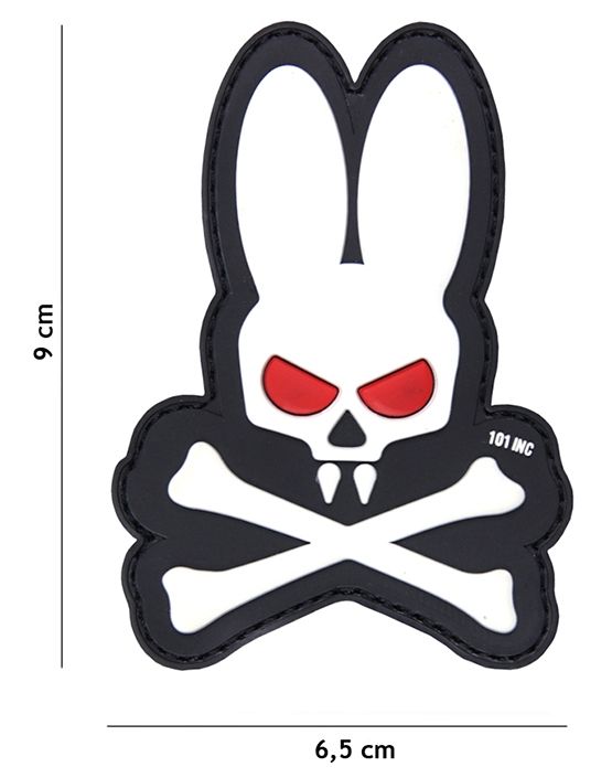 Embleem 3D PVC Skull bunny wit 