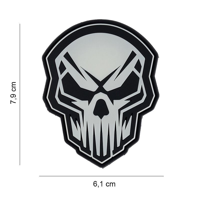 Embleem 3D PVC Angry skull glow in the dark