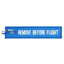 Sleutelhanger Remove before flight blauw 